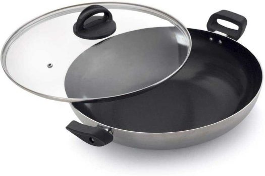 Panela Wok Antiaderente Interno e Tampa de Vidro 28 cm