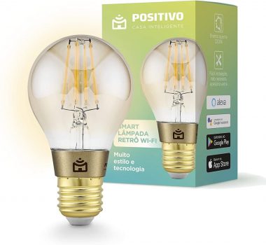 Smart Lâmpada Retrô Wi-Fi Positivo Casa Inteligente, filamento LED 7W, Bivolt - Compatível com Alexa