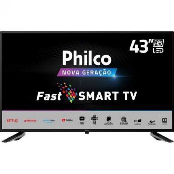 Smart TV LED 43'' Full HD Philco PTV43E10N5SF Processador Quad Core Wi-Fi 2 HDMI 1 USB e Mídiacast