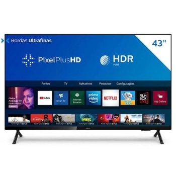 Smart TV Philips 43" HG682578 HD sem Bordas HDR Plus 3 HDMI 2 USB Wifi Miracast Preta