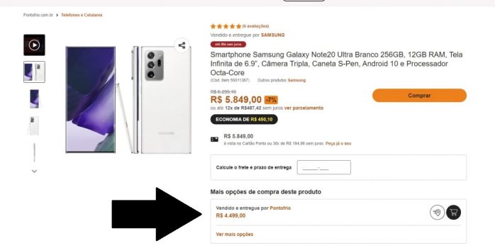 Smartphone Samsung Galaxy Note20 Ultra Branco 12GB RAM/256GB Tela Infinita de 6.9”, Câmera Tripla Caneta S-Pen, Android 10 e Processador Octa-Core