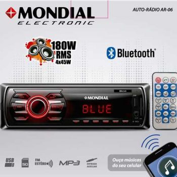 Som Automotivo Mondial Ar-06 Bluetooth, Entradas USB, SD, Auxiliar, Mp3