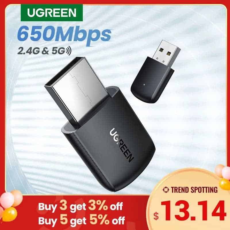 UGREEN Wifi Adapter Dual Band 650Mbps - Promotop