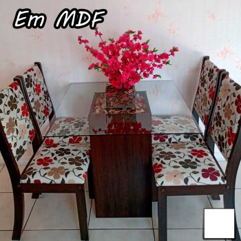 Mesa de Jantar com 4 Cadeiras Viero Via Marrom Chocolate