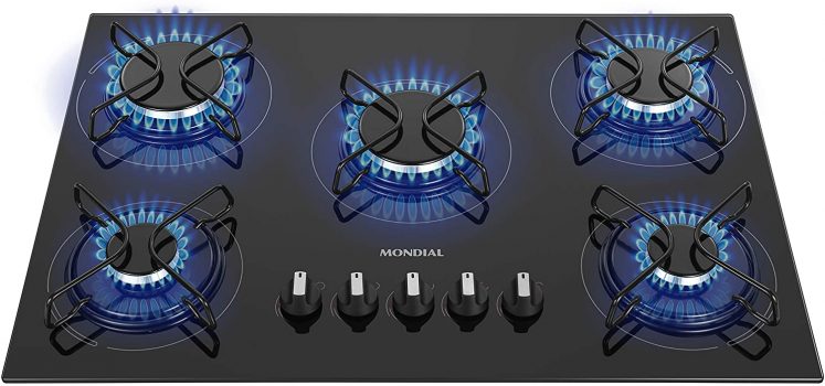 Cooktop a Gás Mondial, 5 Bocas, Bivolt, Preto/Inox