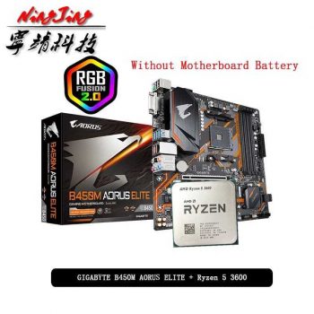 AMD Ryzen 5 3600 R5 3600 CPU + GA B450M AORUS ELITE Motherboard Suit Socket AM4 All new but without cooler