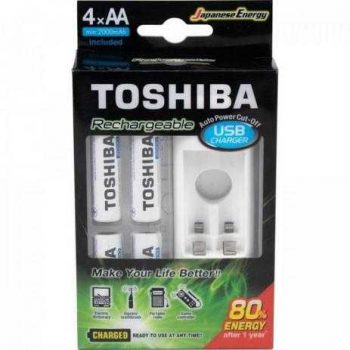 Carregador de Pilha USB p/2 pilhas AA/AAA c/ 4 Pihas