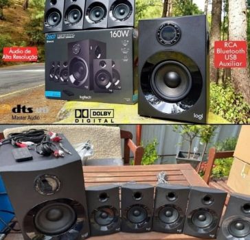 Caixa de som Multimidia Logitech Z607 com Sistema 5.1 Som Surround, Conexão Bluetooth ou 3,5mm - Com Rádio FM, Entrada USB e Leitor SD