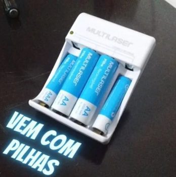 Carregador de Pilhas Multilaser AA/AAA + 2 Pilhas AA 2500Mah + 2 Pilhas AAA 1000Mah - CB045, turquoise, 83 x 59 x 55mm