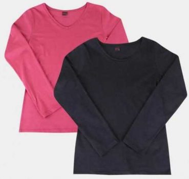 Kit Blusa Básicas Manga Longa com 2 Peças Feminina