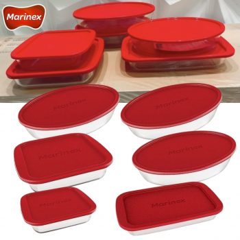 Conjunto Assadeira Marinex 1576 com Tampa Vermelha 6 Peças