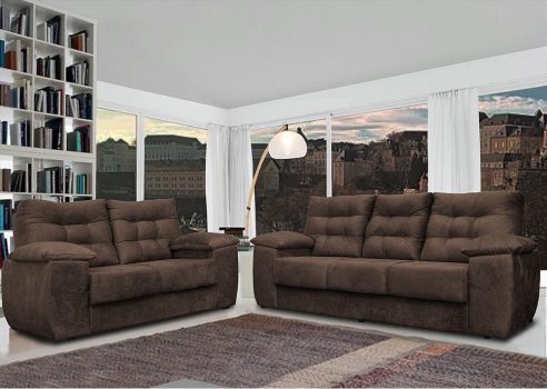 Conjunto Sofá Luxemburgo 3 E 2 Lugares 1,52m e 2,02m Suede Café