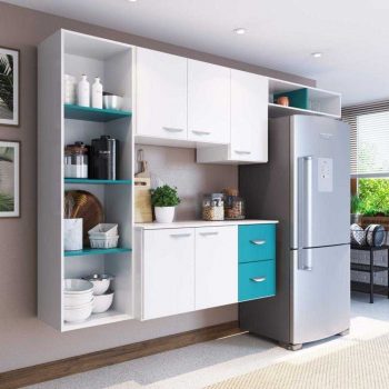 Cozinha Compacta 4 Peças 5 Portas Anabela Yescasa Branco/Azul