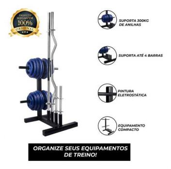 Suporte Expositor Para 4 Barras E 300kg De Anilhas Megagym