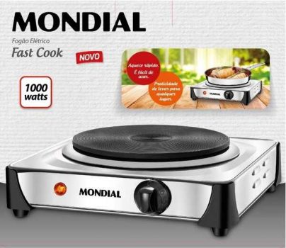 Fogão Elétrico 1 Boca de Mesa Inox 1000W - Mondial Fast Cook FE-04