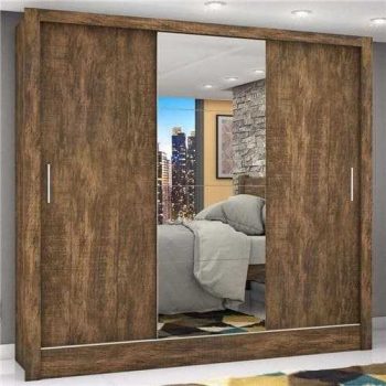 Guarda Roupa Casal 3 Portas com Espelho Porto Plus