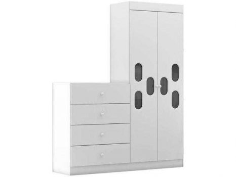 Guarda-roupa Infantil 2 Portas 4 Gavetas - Móveis Canaã Meu Bebê