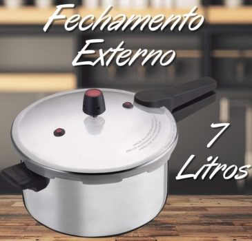 Panela de Pressão Polida 7L Fechamento Externo Nacional