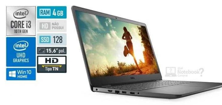 Notebook Dell Inspiron i3501-M20P 15.6" HD 10ª Geração Intel Core i3 4GB 128GB SSD Windows 10 Preto