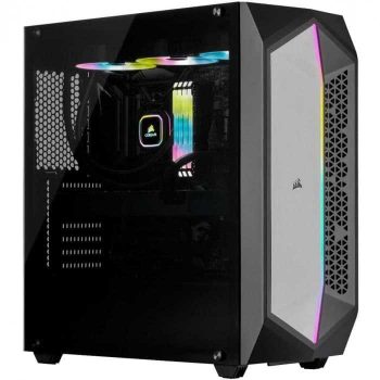 Gabinete Corsair Gamer 470T, RGB, Mid Tower, com FAN, Lateral em Vidro - CC-9011215-WW