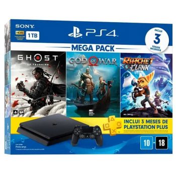 Console Playstation 4 Hits 1tb Bundle 18 - Games God Of War + Ratchet And Clank + Ghost Of Tsushima