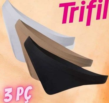 Kit Com 3 Calcinhas Bicolor Manga Longa Orgânico, Trifil, Feminino