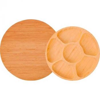 Tábua Giratória 35cm + Petisqueira Giratória - La Cuisine Linha Bambu