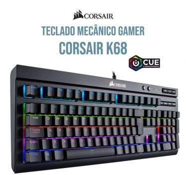 Teclado Mecânico Gamer Corsair K68, RGB, Switch Cherry MX Red, ABNT2 - CH-9102010-BR