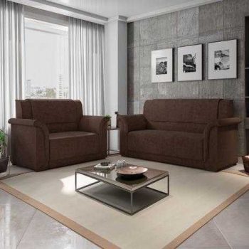 Sofá 2 e 3 Lugares Itália Marrom Suede