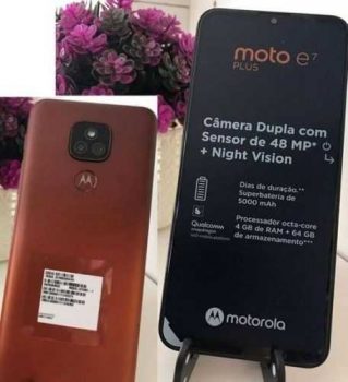 Smartphone Motorola Moto E7 Plus 64GB Bronze Âmbar 4G Tela 6.5 Pol. Câmera Dupla 48MP Selfie 8MP Android 10.0