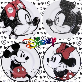 Jogo de Pratos Rasos 6 peças Mickey e Minnie - La Cuisine + Disney