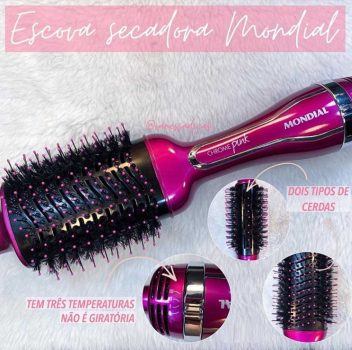 Escova Secadora Mondial Chrome Pink Es04 1200w 110v