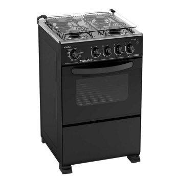 Fogão Automático 4 Bocas Preto em Aço Esmaltec Caribe Bivolt