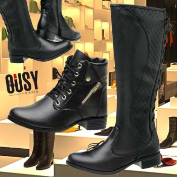 Kit 2 Botas OUSY SHOES Montaria e Coturno Preto