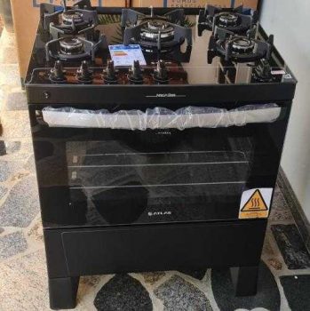 Fogão 5 Bocas Mesa de Vidro Atlas Preto - Acendimento Automático Agile Up Glass