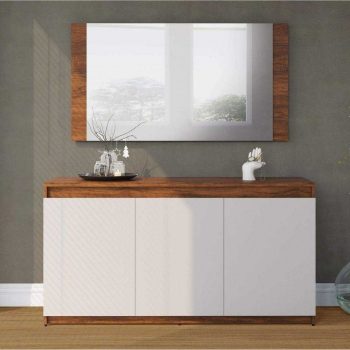 Buffet 3 Portas com Moldura Painel Miriam Espresso Móveis Pinho