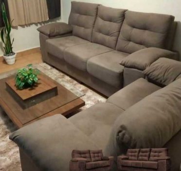 Conjunto Sofá Luxemburgo 3 E 2 Lugares 1,52m e 2,02m Suede Café