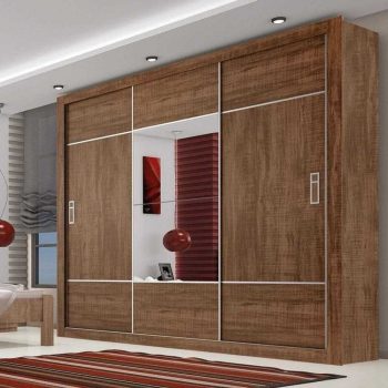 Guarda Roupa Casal com Espelho 3 Portas de Correr Lotse