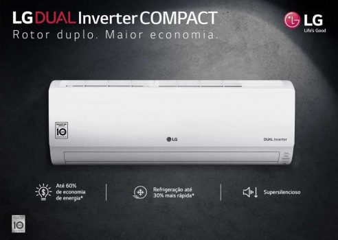 Ar Condicionado Split Hi Wall LG DUAL Inverter Compact 12000 BTUs Frio S4NQ12JA3AD