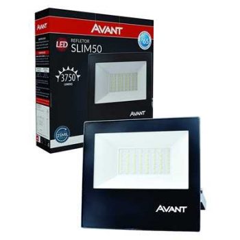 Holofote Refletor LED 50W Branco Frio 6500K, Avant, Preto, Prova d'agua