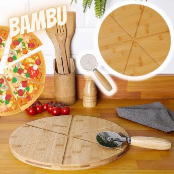 Tábua para Pizza + Cortador de Pizza - La Cuisine Linha Bambu