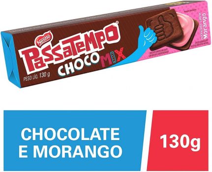 Biscoito, Chocomix, Morango, Passatempo, 130g