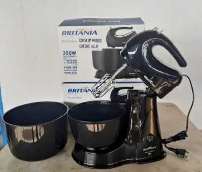 Batedeira Portátil Britânia - Preta 350W Pérola Maxx 2 4 Velocidades