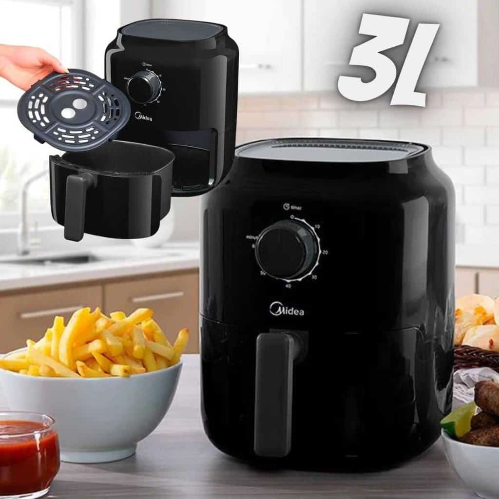 Fritadeira Sem Óleo Air Fryer Midea MiniFry FRA30P1 3L - Preta