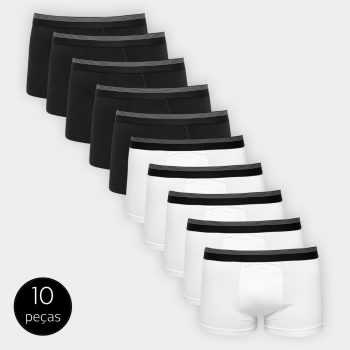 3 Kit Cueca Boxer UNW Elástico Listras 10 Peças