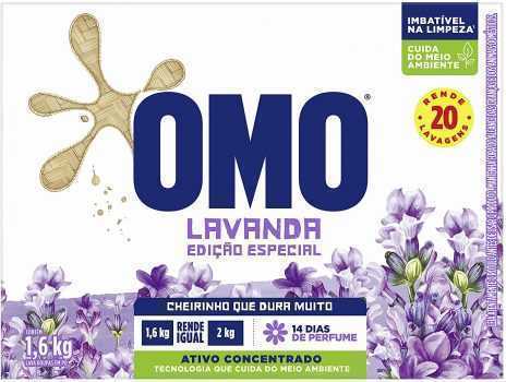 Lava-Roupas em Pó Ativo Concentrado Lavanda Omo Caixa 1, 6kg Edição Especial, OMO