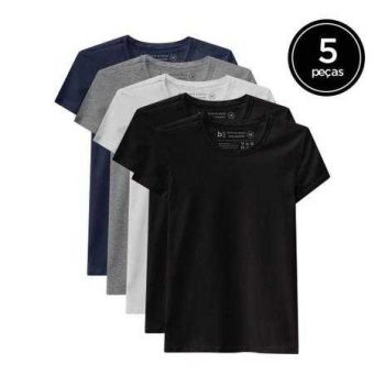 Camiseta Básica Kit 5 Babylook Básica, Basicamente., Feminino