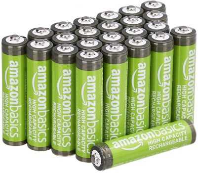 Amazon Basics Pacote com 24 pilhas recarregáveis AAA de alta capacidade de 850 mAh, pré-carregadas, podem ser recarregadas centenas de vezes