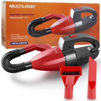 Aspirador de Pó Multilaser Automotivo 1500pa 12v 60w Solido Liquido Vermelho AU607