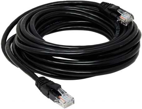 Cabo de Rede PlusCable Preto 5Metros PC-ETHU50BK Cat.5E Patch Cord - Conectores RJ45 Capa de PVC